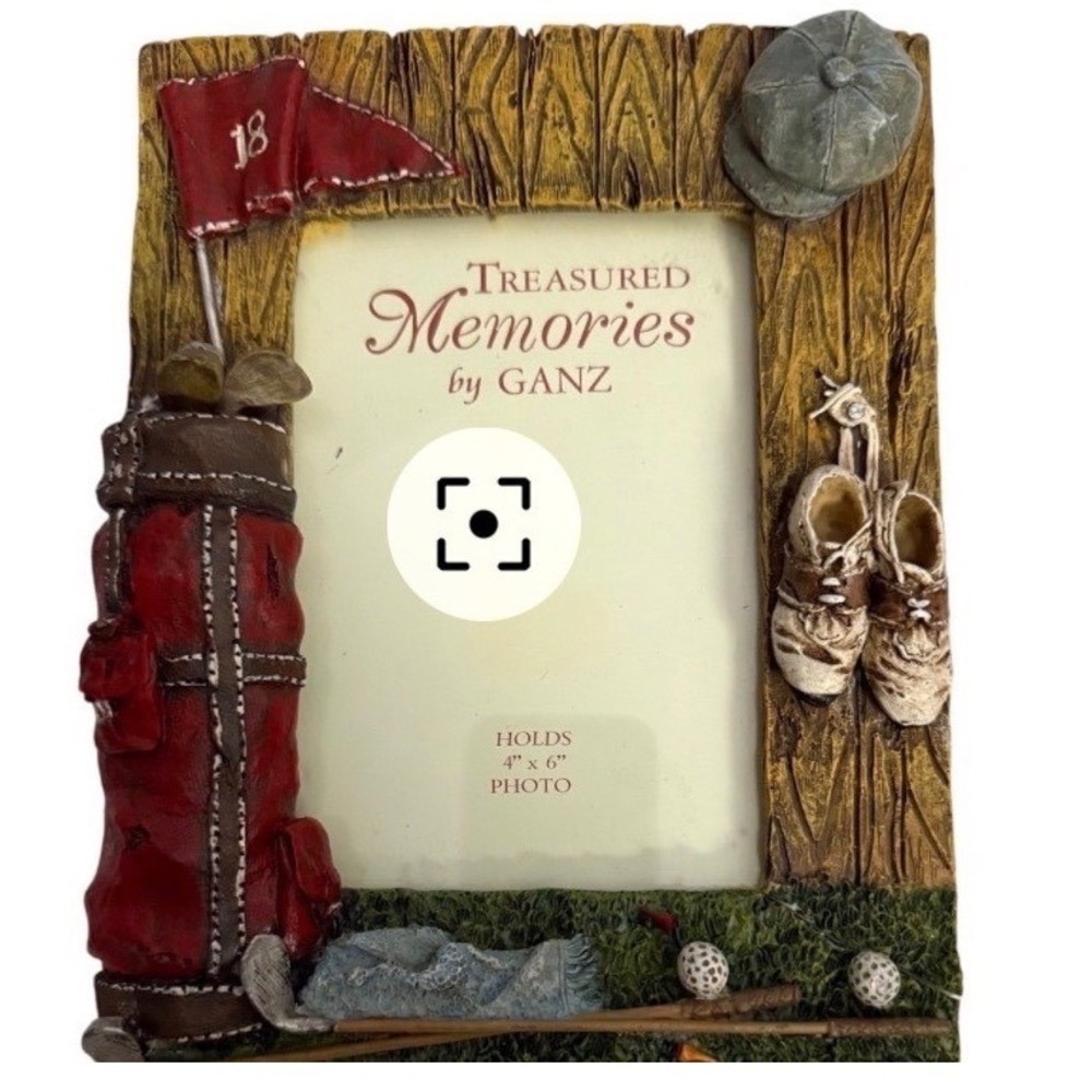 Ganz Golf Treasured Memories 3D Resin Picture Frame 4x6 Red Golf Bag Shoes 18th